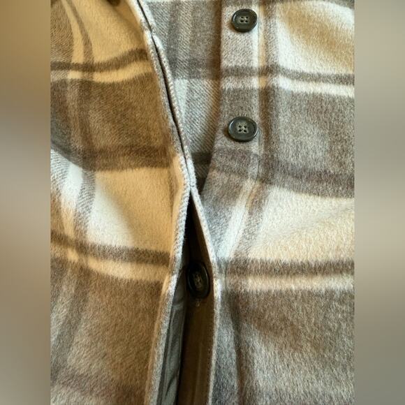 Good American Women's Shacket Size 5/6 2XL 3XL Olive Green Plaid Wool Jacket - Picture 5 of 12